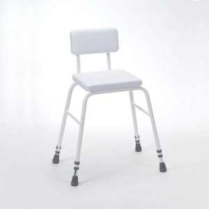 Adjustable Height Perching Stool with Padded Back