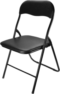 Premium Black Vinyl Folding Chair with Carrying Handle and Comfy Cushion