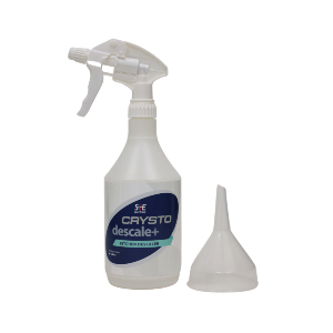 CRYSTO descale+ - Trigger spray bottle and 8cm funnel