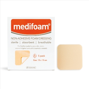 P-Medifoam Non Adhesive Foam Dressing 10 x 10cm (pk 5)